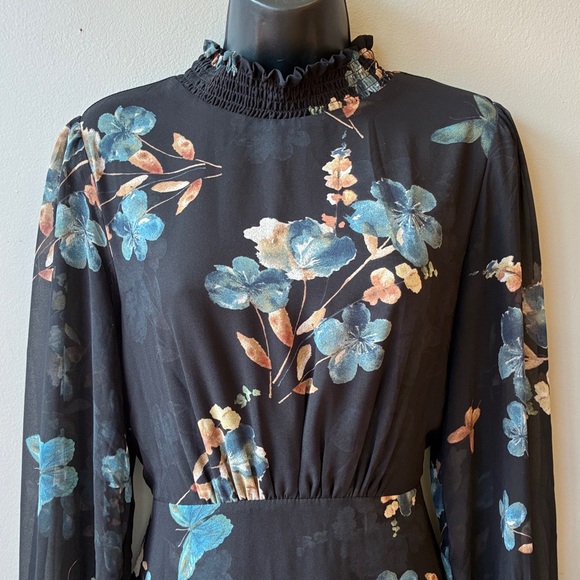 Baltic Born Luciana Black Floral Long Sleeve Dress, Large - Picture 4 of 10